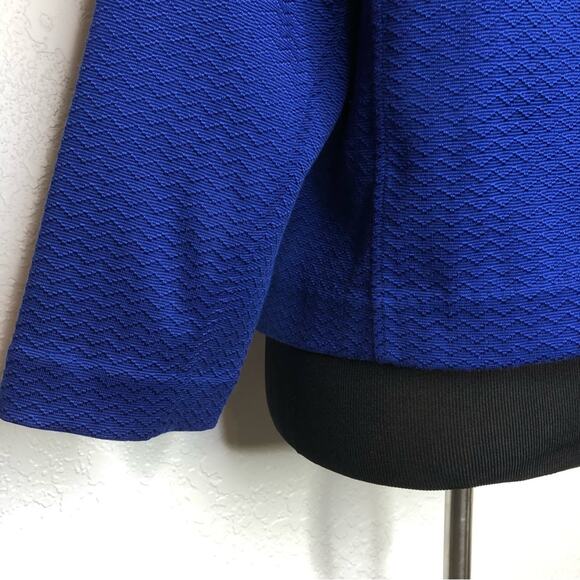 Anthropologie blue chevron textured button front blazer size 12 - Picture 13 of 16